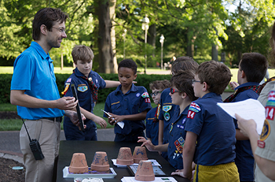 Garden Educator with cub scouts at the Garden